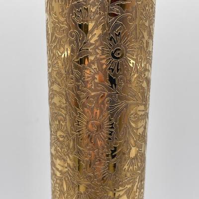 Gold etched bud vase