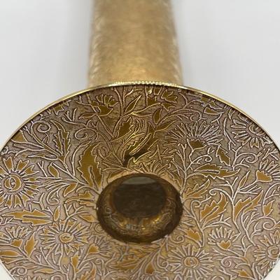 Gold etched bud vase