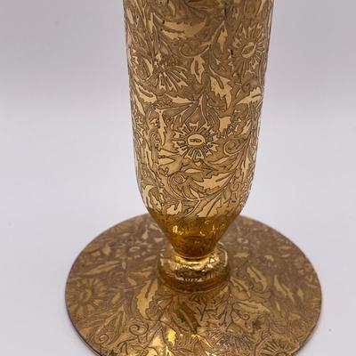 Gold etched bud vase