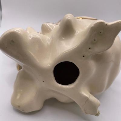 Hen, rooster and nest S&P shakers with cream and gold hen