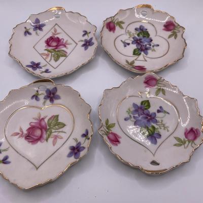 Lefton card theme trinket plates