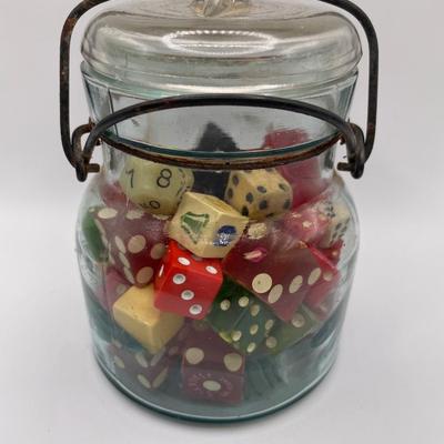 Vintage Atlas jar with dice
