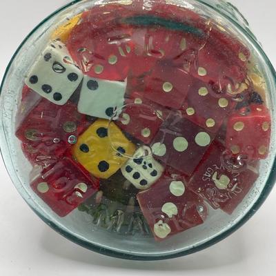 Vintage Atlas jar with dice