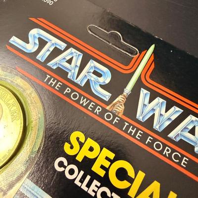 Rare 1984 MOC Kenner Star Wars Power of the Force Luke Skywalker - Sealed with Coin!