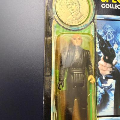 Rare 1984 MOC Kenner Star Wars Power of the Force Luke Skywalker - Sealed with Coin!