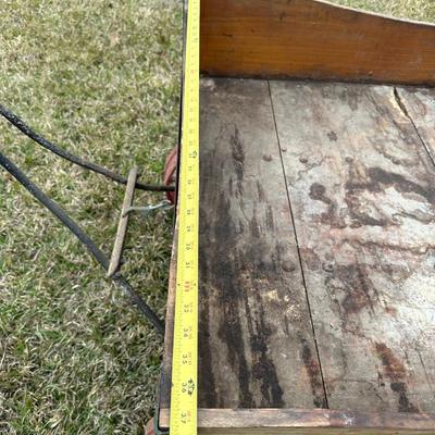 Antique Wooden Farm Wagon w/ Cast Iron Wheels – Primitive Garden Cart