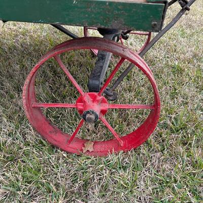 Antique Wooden Farm Wagon w/ Cast Iron Wheels – Primitive Garden Cart