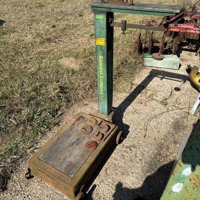 Antique Fairbanks Standard Platform Scale on Wheels – Wood Column & Cast Iron Base