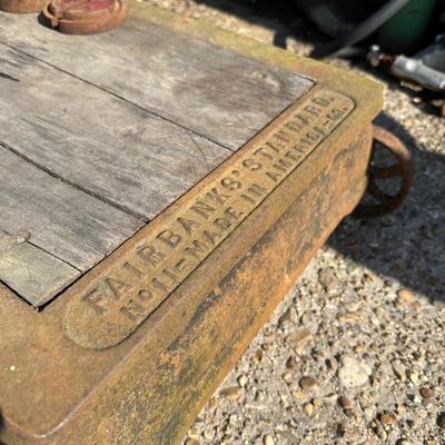 Antique Fairbanks Standard Platform Scale on Wheels – Wood Column & Cast Iron Base