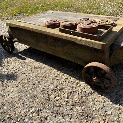 Antique Fairbanks Standard Platform Scale on Wheels – Wood Column & Cast Iron Base