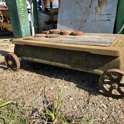 Antique Fairbanks Standard Platform Scale on Wheels – Wood Column & Cast Iron Base