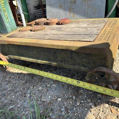 Antique Fairbanks Standard Platform Scale on Wheels – Wood Column & Cast Iron Base