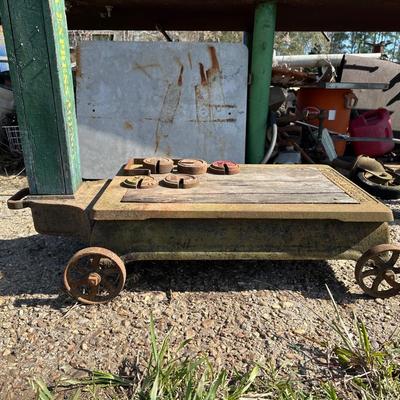 Antique Fairbanks Standard Platform Scale on Wheels – Wood Column & Cast Iron Base
