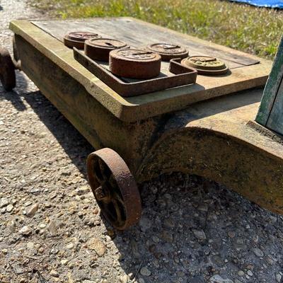 Antique Fairbanks Standard Platform Scale on Wheels – Wood Column & Cast Iron Base
