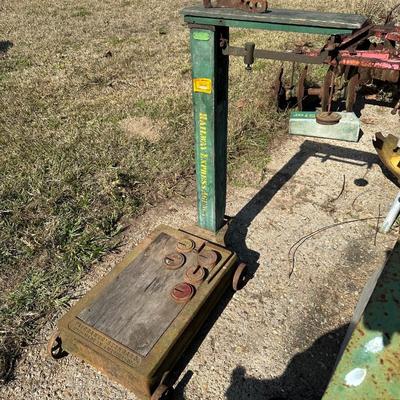 Antique Fairbanks Standard Platform Scale on Wheels – Wood Column & Cast Iron Base