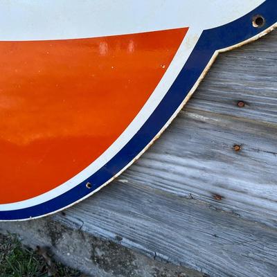 Large Vintage Gulf Oil Porcelain Gas Station Sign