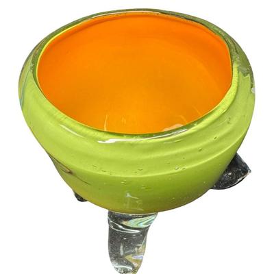 Sale Photo Thumbnail #443: Lime green with an orange interior. No obvious chips or cracks. Measurement: 8.5”H. Pre-auction estimate: $50-$100. [BK]