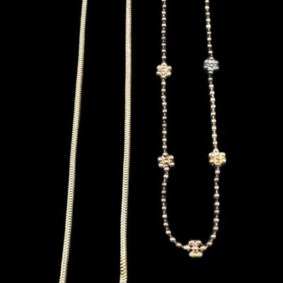 Sale Photo Thumbnail #452: [6.07g] Includes a bead bracelet, and a snake chain. Measurement of longest: 10”L. Silver content confirmed using Niton XRF precious metals analyzer. [BK]