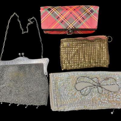 Sale Photo Thumbnail #478: Includes a German silver mesh purse, a La Regale sequin purse, a Celebrity bag, and a Whiting & Davis purse. Total of four pieces. Age related wear. [BK]