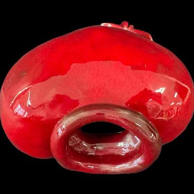 Sale Photo Thumbnail #499: This piece is custom made with a crimson glaze. No obvious chips or cracks. Measurement: 10”L x 8.5”W. [BK]