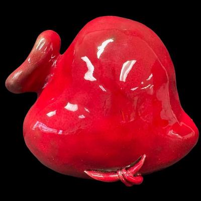 Sale Photo Thumbnail #498: This piece is custom made with a crimson glaze. No obvious chips or cracks. Measurement: 10”L x 8.5”W. [BK]