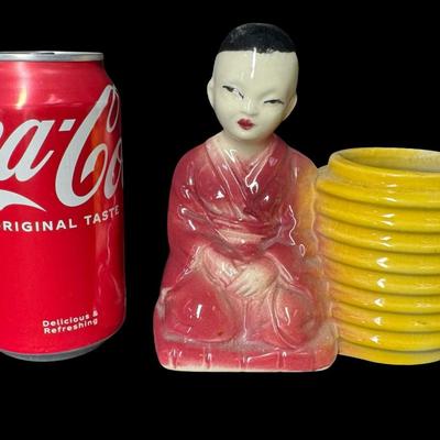 Sale Photo Thumbnail #503: This hand painted planter was made by Shawnee Pottery or Napco. There are no obvious chips or cracks. Measurement: 5”H x 5.5”W. [BK]