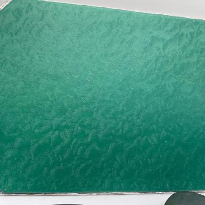 Vintage glasses case, pewter plate and California souvenir