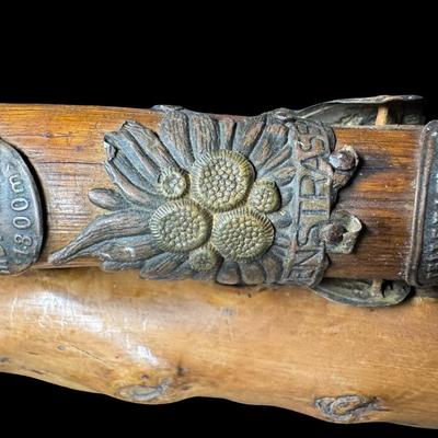 Sale Photo Thumbnail #541: Includes two canes. One is a European piece with destination badges throughout. The other is believed to be hand carved. Some badges are loose on the European cane. Measurement of longest: 36.5”L. [PT]