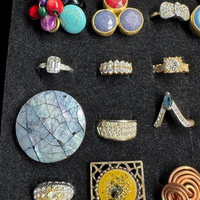 Sale Photo Thumbnail #573: Includes gold tone, silver tone, beads, stones, and more. Total of 33 pieces. [BK]