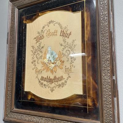 Vintage German embroidered religious wall decoration