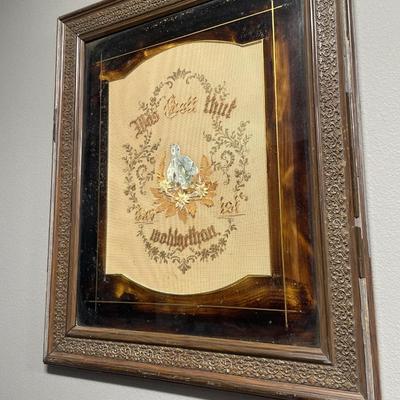 Vintage German embroidered religious wall decoration