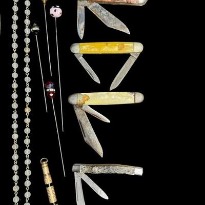 Vintage Collectibles Assortment Including Pocket Knives