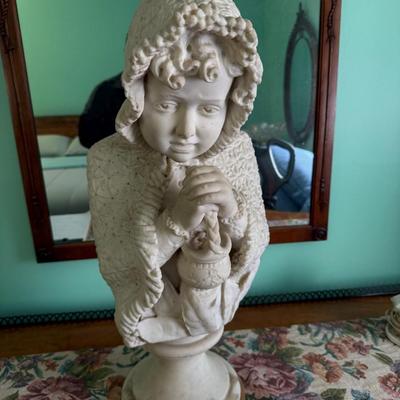 Italian 19th Century White Carrara 2-Piece Marble Statue, Signed Pietro Lazzarini c1800's Approx 25" Tall Preowned from an...