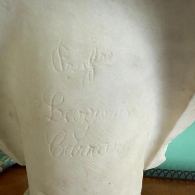 Italian 19th Century White Carrara 2-Piece Marble Statue, Signed Pietro Lazzarini c1800's Approx 25" Tall Preowned from an...