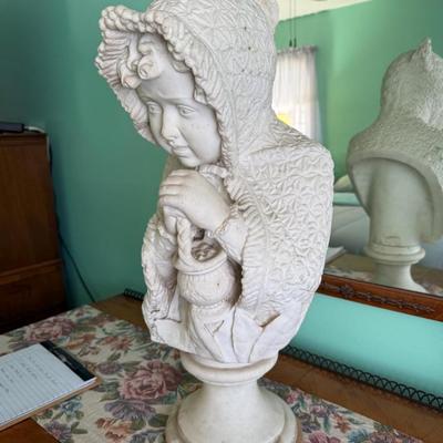 Italian 19th Century White Carrara 2-Piece Marble Statue, Signed Pietro Lazzarini c1800's Approx 25" Tall Preowned from an...