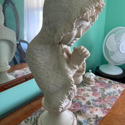 Italian 19th Century White Carrara 2-Piece Marble Statue, Signed Pietro Lazzarini c1800's Approx 25" Tall Preowned from an...