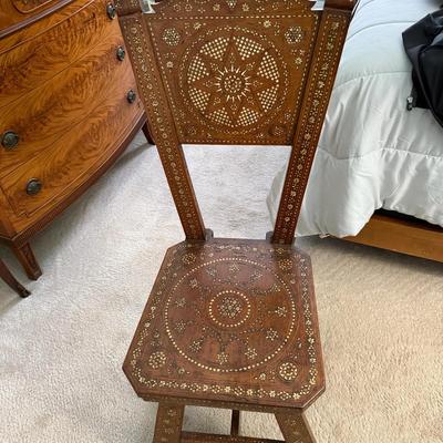 Rare Italian Renaissance Inlaid Side Chair c1600's in VG Preowned Condition as Pictured. (PICKUP ONLY)