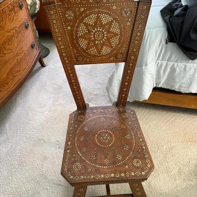 Rare Italian Renaissance Inlaid Side Chair c1600's in VG Preowned Condition as Pictured. (PICKUP ONLY)