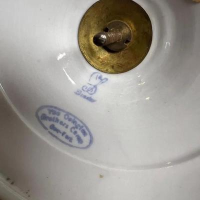 Antique Pair of Ovington Brothers Dresden 13-1/2" Porcelain Candle Holders in VG Preowned Condition.