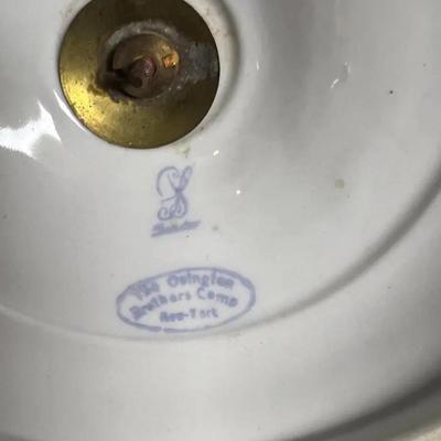 Antique Pair of Ovington Brothers Dresden 13-1/2" Porcelain Candle Holders in VG Preowned Condition.