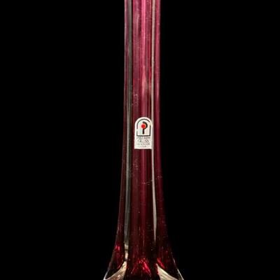 Sale Photo Thumbnail #612: Includes a Pilgrim Glass bud vase, a Wheaton glass vase, a Fenton carnival glass bowl, and more. Total of four pieces. No obvious chips or cracks. Measurement of tallest: 10”H (Pilgrim vase). [BK]