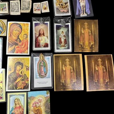 Sale Photo Thumbnail #643: Includes prayer cards, wall plaques, a crucifix, and more. Total of 35+ pieces. [BK]