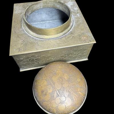 Sale Photo Thumbnail #668: Includes incense burners, a finial, a trivet, and more. Total of six pieces. [BK]