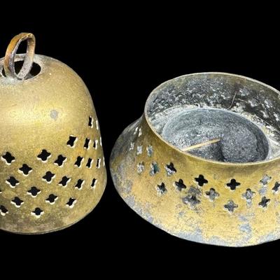 Sale Photo Thumbnail #669: Includes incense burners, a finial, a trivet, and more. Total of six pieces. [BK]