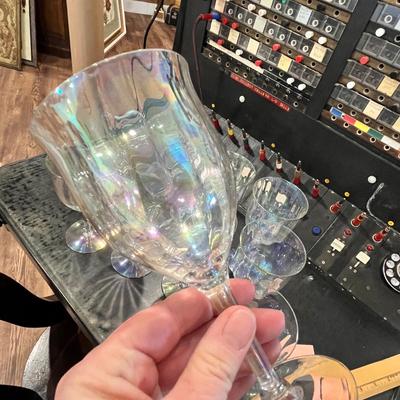 Lot 32 Fostoria Mother of Pearl Wine glasses