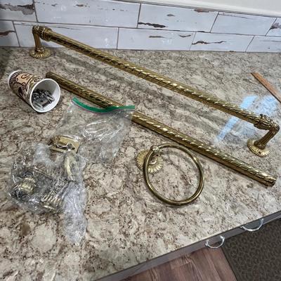 Lot 35 Brass colored towel racks