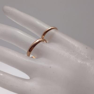 14 Karat Yellow Gold Wedding Band Pair- Sizes 6 and 10 1/4, Approx Total Weight 6.46 Grams (#1)