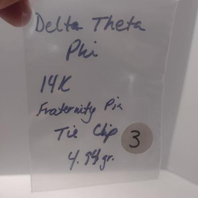 14 Karat Yellow Gold Delta Theta Phi Fraternity Pin Tie Clip- Approx Total Weight 4.94 Grams (#3)