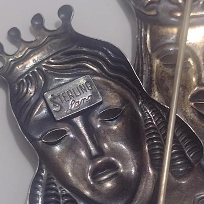 Vintage Sterling Silver Lang Pin- King and Queen Design- Approx Total Weight 9.98 Grams (#4)