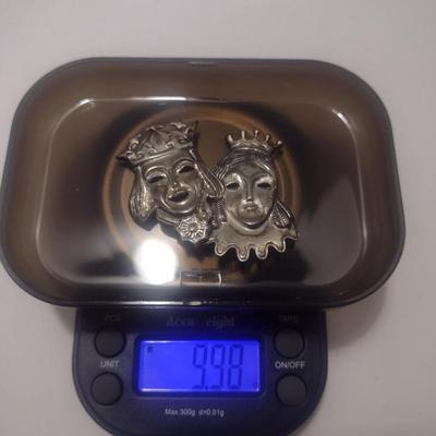 Vintage Sterling Silver Lang Pin- King and Queen Design- Approx Total Weight 9.98 Grams (#4)